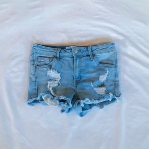 Light blue jean shorts